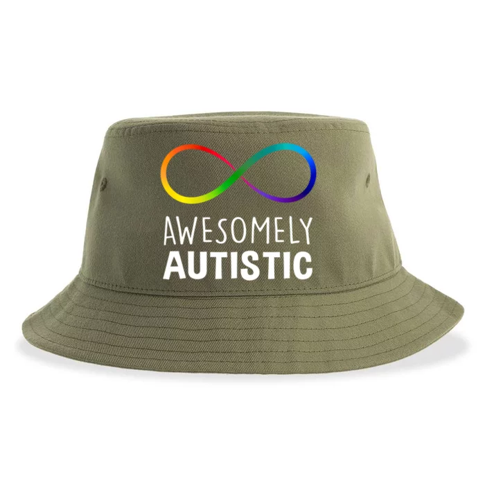 Red Instead Autism Awesomely Autistic Infinity Great Gift Sustainable Bucket Hat