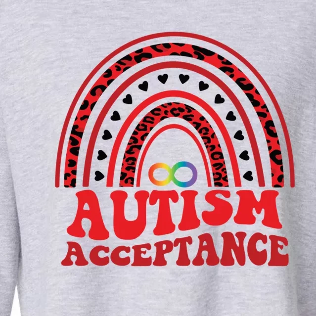 Red Instead Autism Awareness Acceptance Education Teacher Gift Cropped Pullover Crew