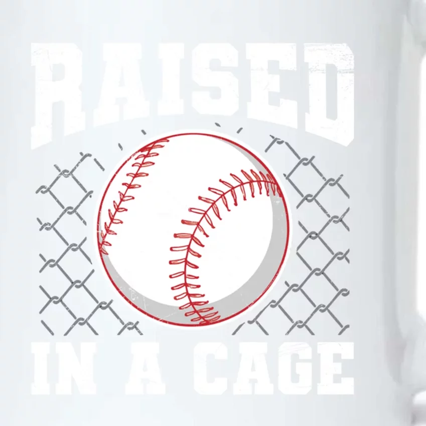 Raised In A Cage Quote Baseball Lover Gift Black Color Changing Mug