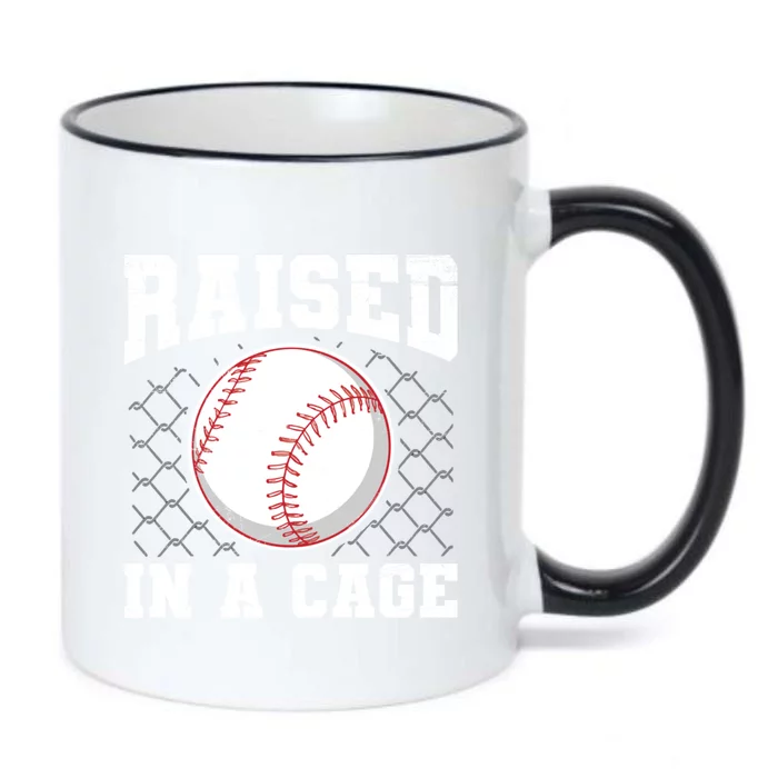 Raised In A Cage Quote Baseball Lover Gift Black Color Changing Mug