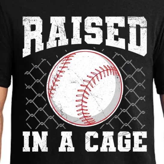 Raised In A Cage Quote Baseball Lover Gift Pajama Set