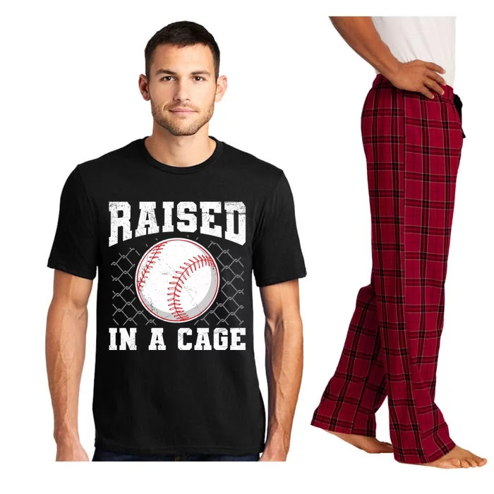 Raised In A Cage Quote Baseball Lover Gift Pajama Set