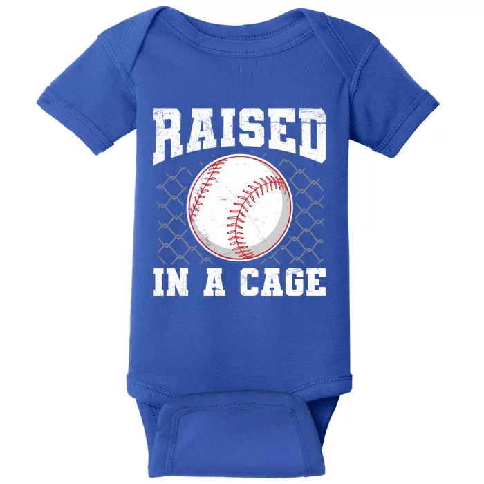 Raised In A Cage Quote Baseball Lover Gift Baby Bodysuit