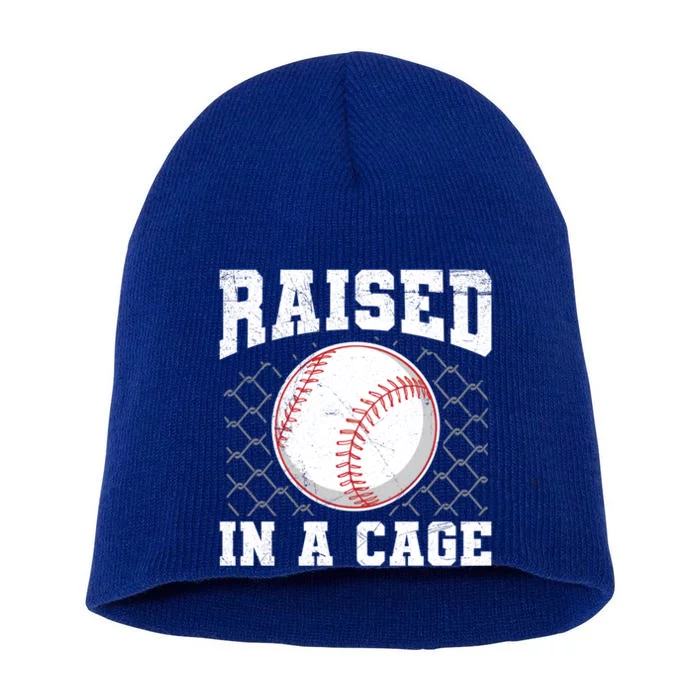 Raised In A Cage Quote Baseball Lover Gift Short Acrylic Beanie