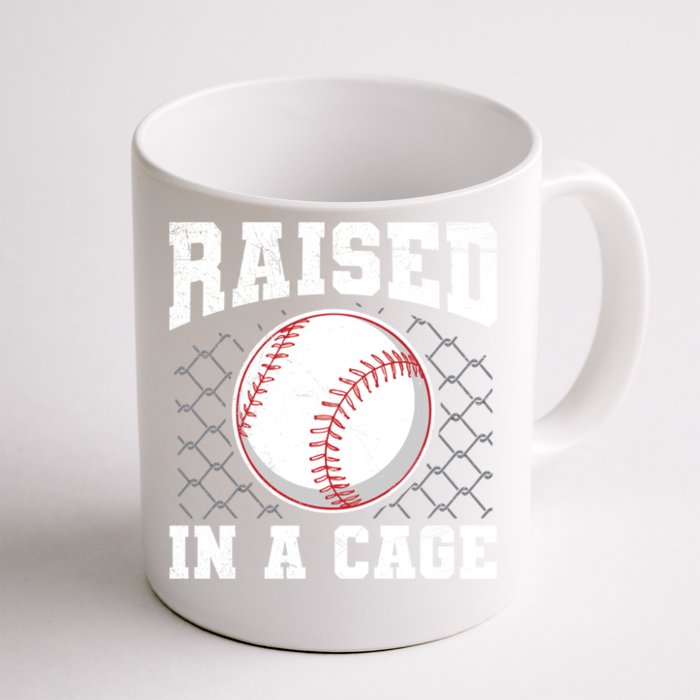 Raised In A Cage Quote Baseball Lover Gift Front & Back Coffee Mug