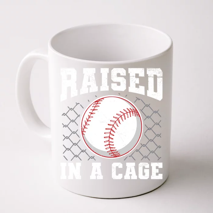 Raised In A Cage Quote Baseball Lover Gift Front & Back Coffee Mug