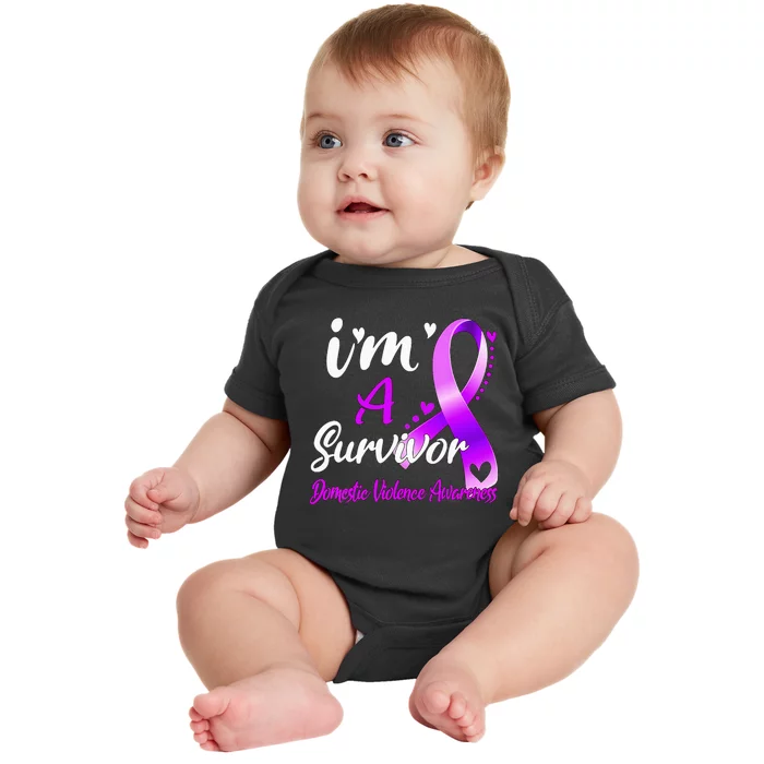 Ribbon Im A Survivor Domestic Violence Awareness Baby Bodysuit