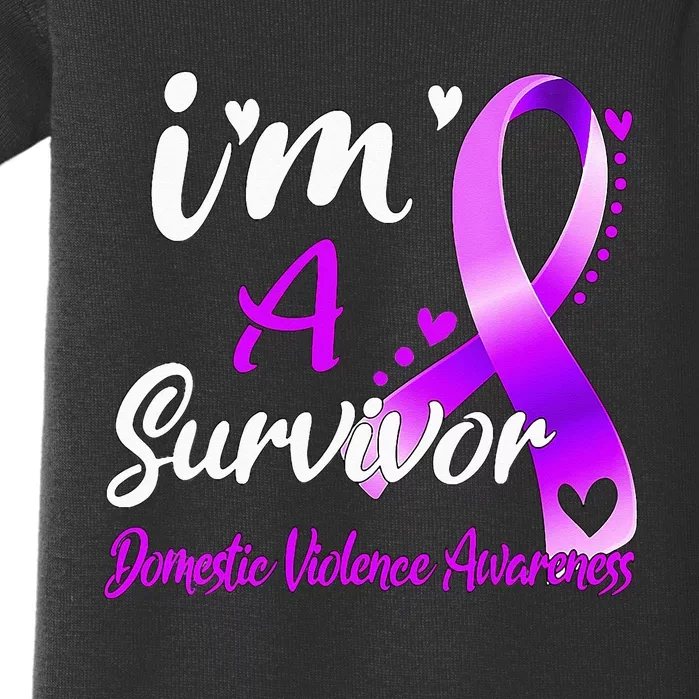 Ribbon Im A Survivor Domestic Violence Awareness Baby Bodysuit