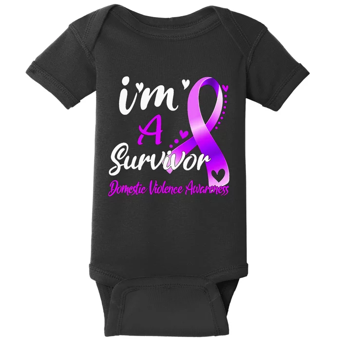 Ribbon Im A Survivor Domestic Violence Awareness Baby Bodysuit