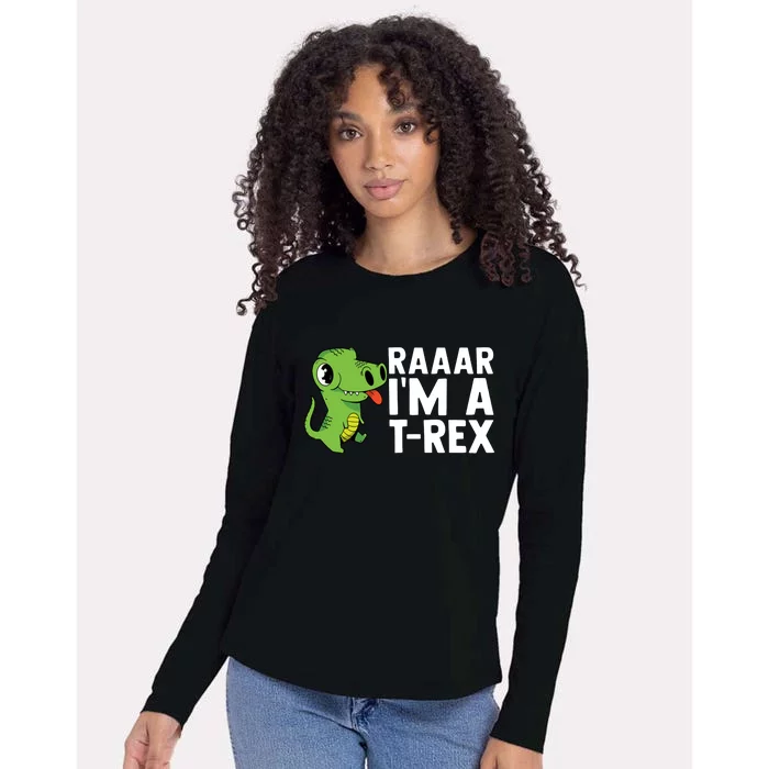 Raar I'm A T Rex Cute Funny Dinosaur Womens Cotton Relaxed Long Sleeve T-Shirt