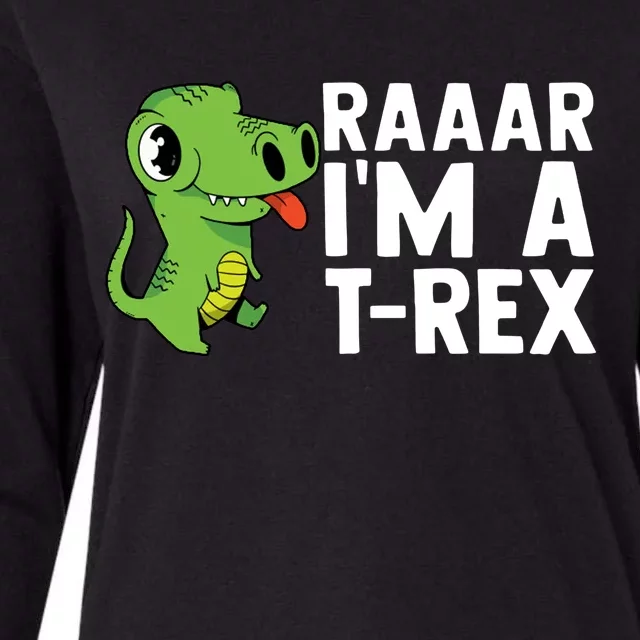 Raar I'm A T Rex Cute Funny Dinosaur Womens Cotton Relaxed Long Sleeve T-Shirt