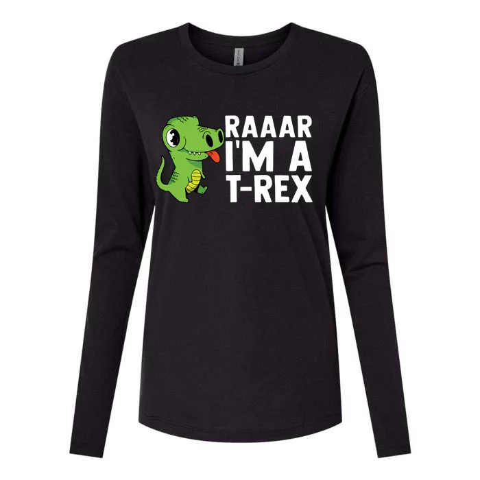 Raar I'm A T Rex Cute Funny Dinosaur Womens Cotton Relaxed Long Sleeve T-Shirt