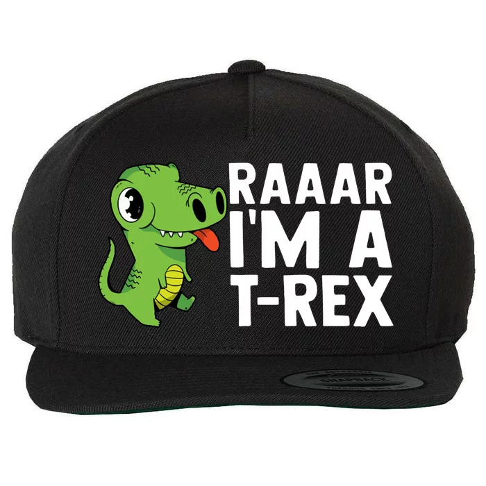 Raar I'm A T Rex Cute Funny Dinosaur Wool Snapback Cap