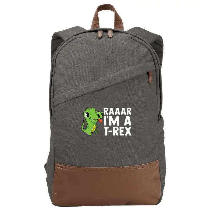 Raar I'm A T Rex Cute Funny Dinosaur Cotton Canvas Backpack