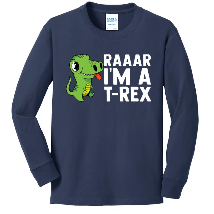 Raar I'm A T Rex Cute Funny Dinosaur Kids Long Sleeve Shirt