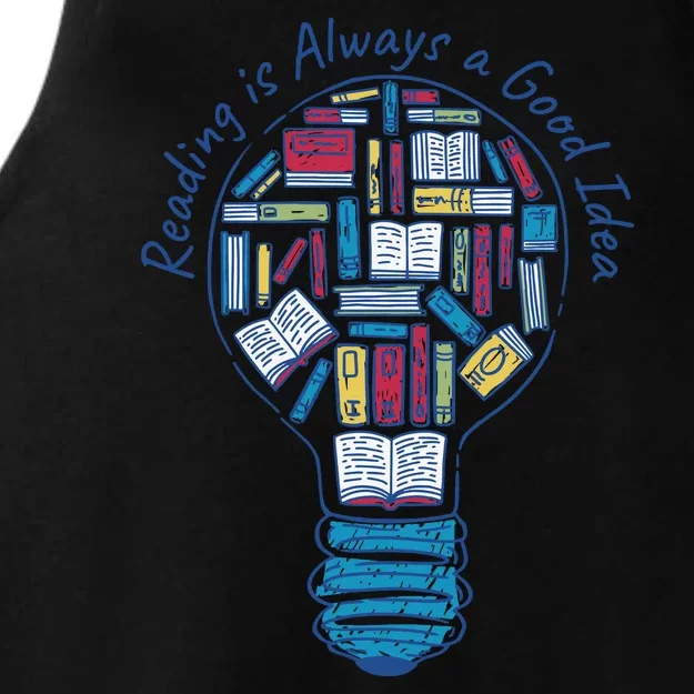 Reading Is Always A Good Idea Lightbulb Ladies Tri-Blend Wicking Tank