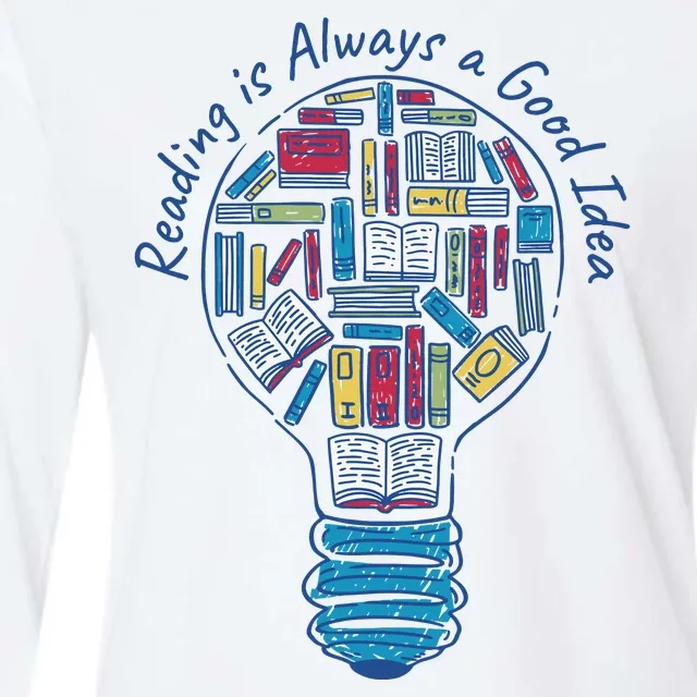 Reading Is Always A Good Idea Lightbulb Womens Cotton Relaxed Long Sleeve T-Shirt