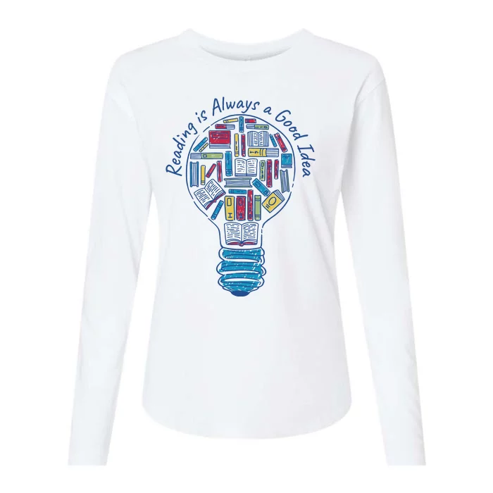 Reading Is Always A Good Idea Lightbulb Womens Cotton Relaxed Long Sleeve T-Shirt