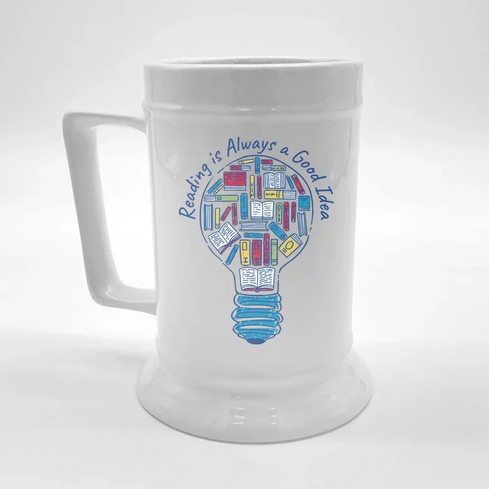 Reading Is Always A Good Idea Lightbulb Front & Back Beer Stein