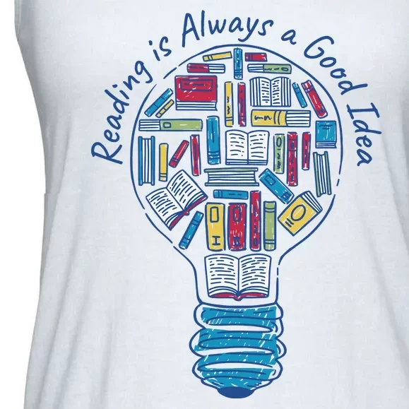 Reading Is Always A Good Idea Lightbulb Ladies Essential Flowy Tank