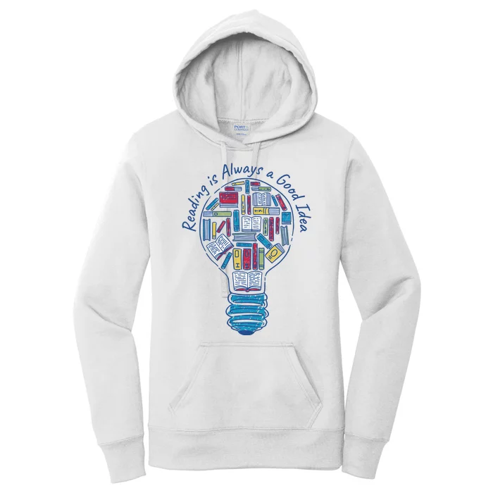 Reading Is Always A Good Idea Lightbulb Women's Pullover Hoodie