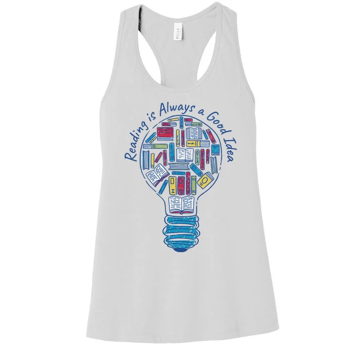 Reading Is Always A Good Idea Lightbulb Women's Racerback Tank