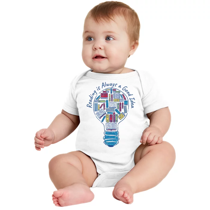 Reading Is Always A Good Idea Lightbulb Baby Bodysuit