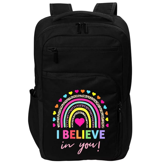 Rainbow I Believe In You Teacher Testing Day Gifts Impact Tech Backpack