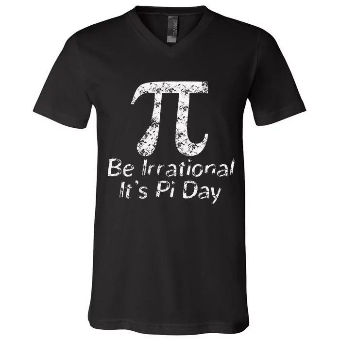 Retro Irrational But Well Rounded Pi Day Celebration Math V-Neck T-Shirt