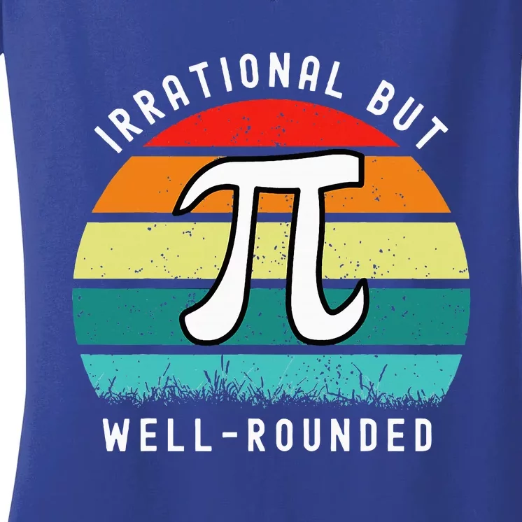 Retro Irrational But Well Rounded Pi Day Women's V-Neck T-Shirt