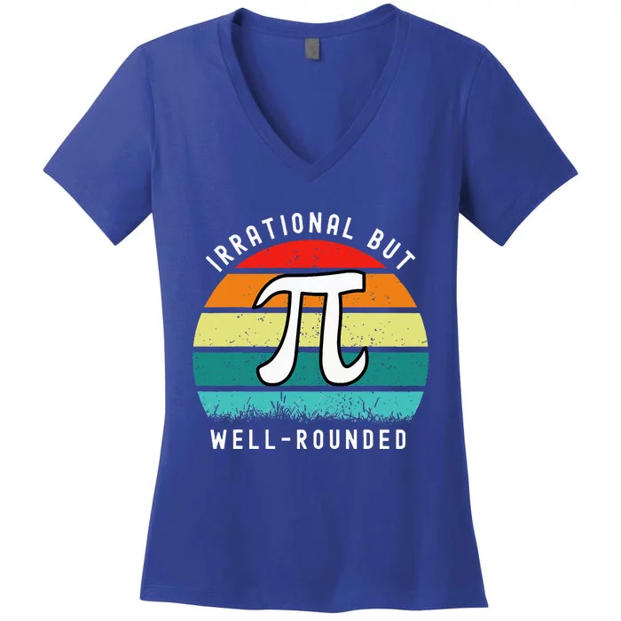 Retro Irrational But Well Rounded Pi Day Women's V-Neck T-Shirt