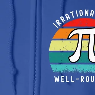 Retro Irrational But Well Rounded Pi Day Full Zip Hoodie