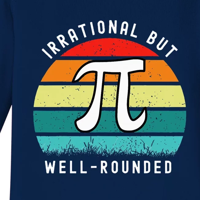 Retro Irrational But Well Rounded Pi Day Baby Long Sleeve Bodysuit