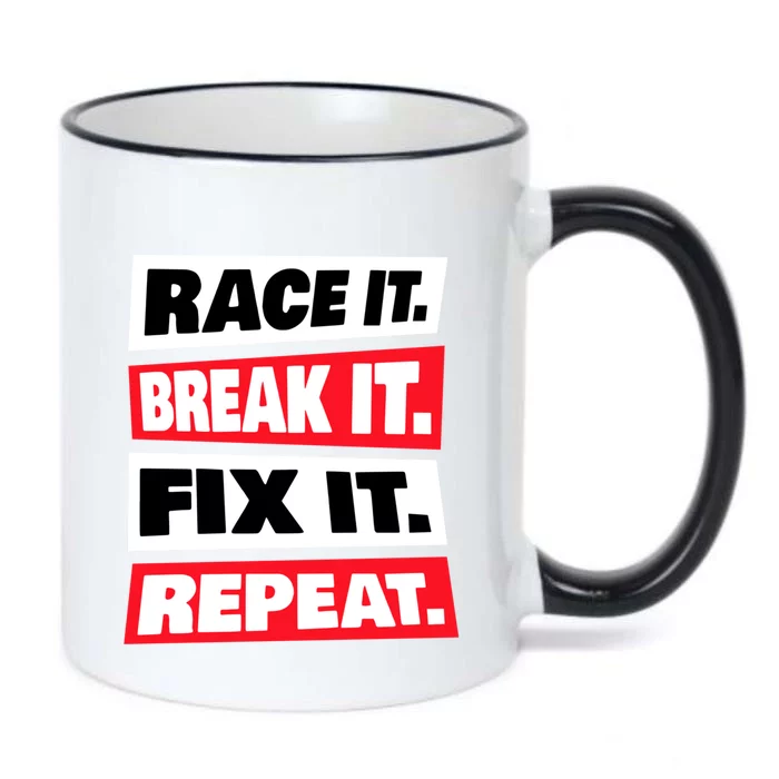 Race It Break It Fix It Repeat Black Color Changing Mug