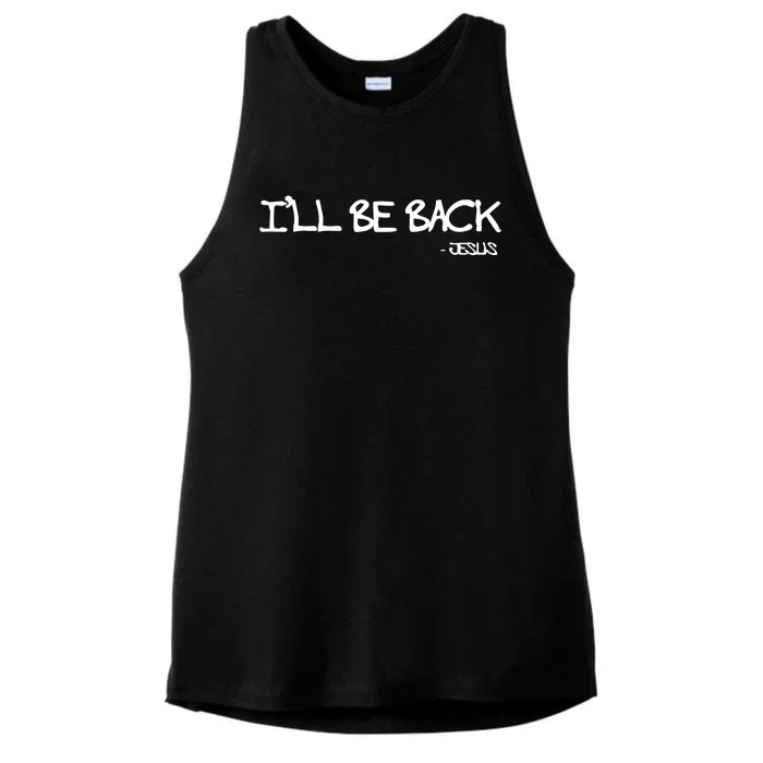 Religious I'll Be Back Jesus Funny Christian Ladies Tri-Blend Wicking Tank