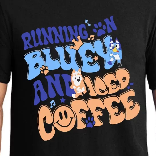 Running In Blue And Iced Coffee Pajama Set