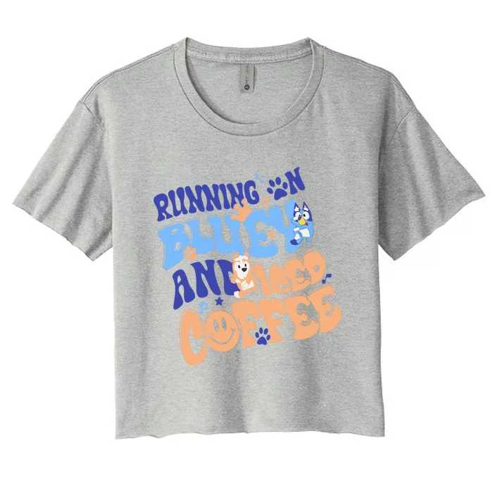 Running In Blue And Iced Coffee Women's Crop Top Tee