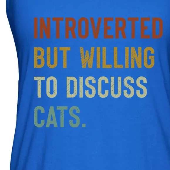 Retro Introverted But Willing To Discuss Cats Gift Ladies Essential Flowy Tank