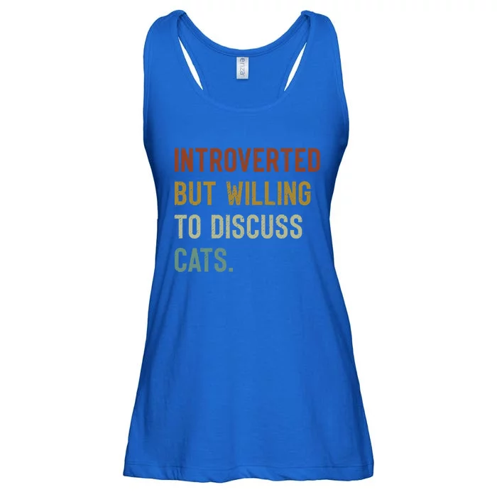 Retro Introverted But Willing To Discuss Cats Gift Ladies Essential Flowy Tank