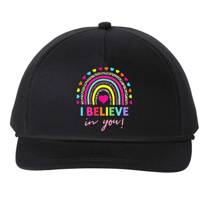 Rainbow I Believe In You Teacher Testing Day Gifts Snapback Five-Panel Rope Hat