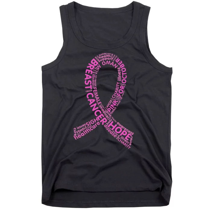 Ribbon Breast Cancer Word Print Tank Top