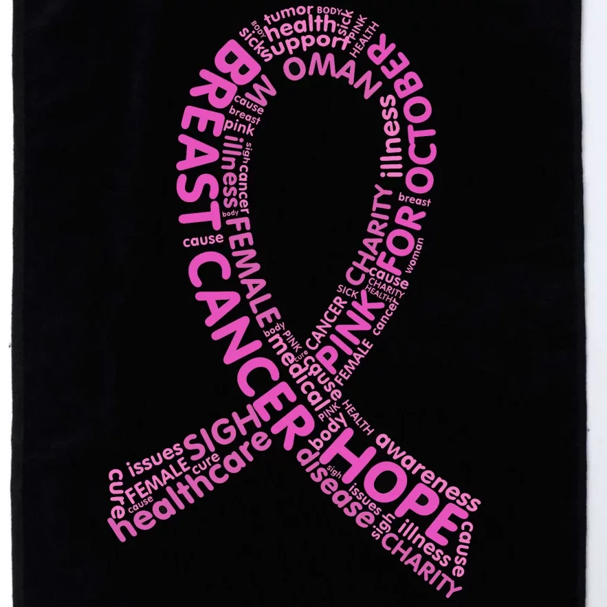 Ribbon Breast Cancer Word Print Platinum Collection Golf Towel