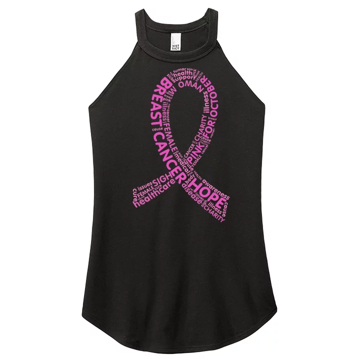 Ribbon Breast Cancer Word Print Women’s Perfect Tri Rocker Tank