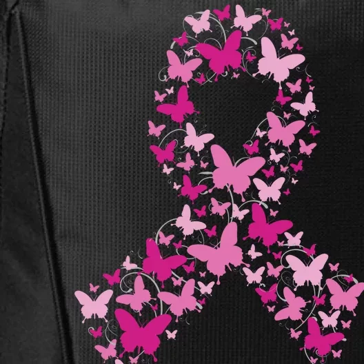 Ribbon Flight Of Awareness Butterfly Breast Cancer City Backpack