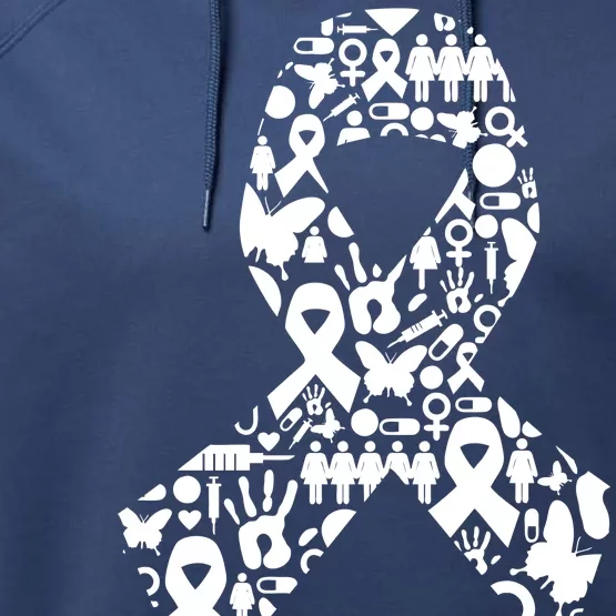 Ribbon Of Support Breast Cancer Performance Fleece Hoodie