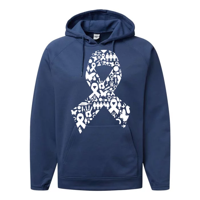 Ribbon Of Support Breast Cancer Performance Fleece Hoodie