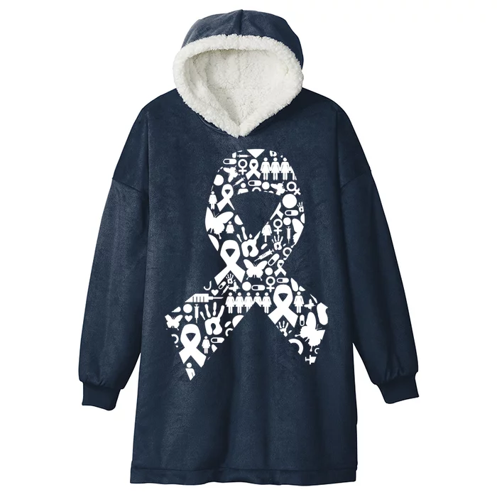 Ribbon Of Support Breast Cancer Hooded Wearable Blanket