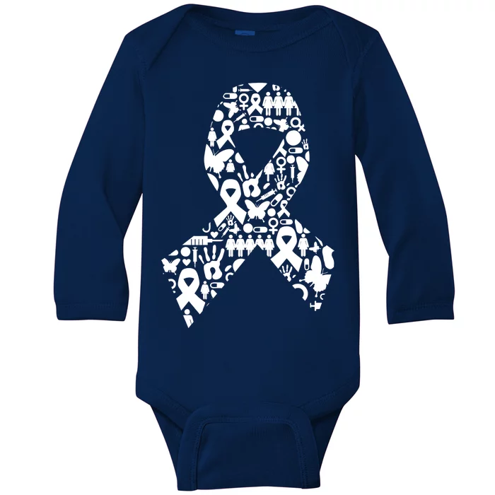 Ribbon Of Support Breast Cancer Baby Long Sleeve Bodysuit