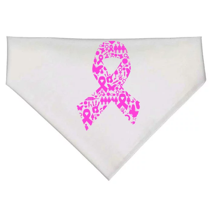 Ribbon Of Support Breast Cancer USA-Made Doggie Bandana