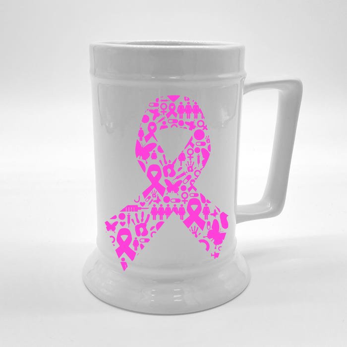 Ribbon Of Support Breast Cancer Front & Back Beer Stein